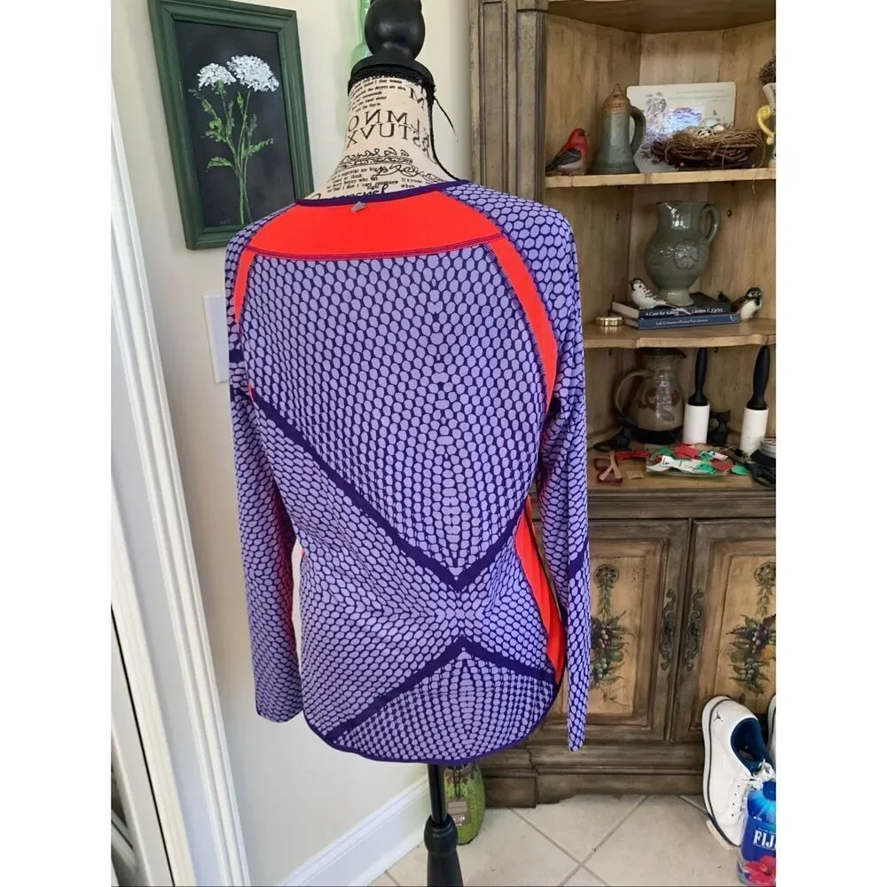 Nike Dri Fit Long Sleeve Purple Orange Geometric Top